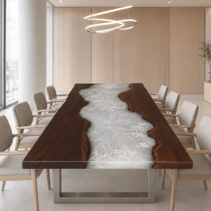 Premium custom Conference Table with Crystal Clear epoxy resin SKU A002
