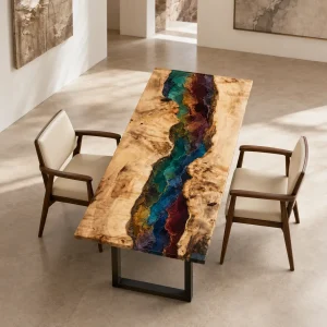 Premium custom Office Desk with Rainbow epoxy resin SKU A004