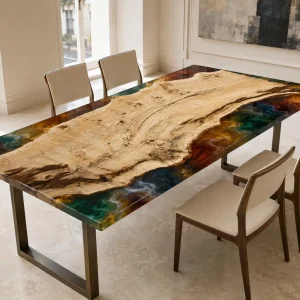 Made-to-order Dining Table in and Multicolor epoxy resin model A014