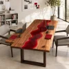 Handcrafted Office Desk with and Red epoxy resin SKU A016