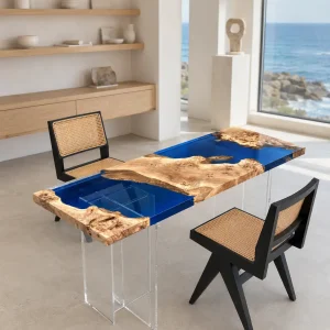 Made-to-order Office Table in and Blue epoxy resin model B001