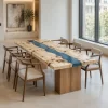 Designer Dining Table made with and Blue epoxy resin reference B002