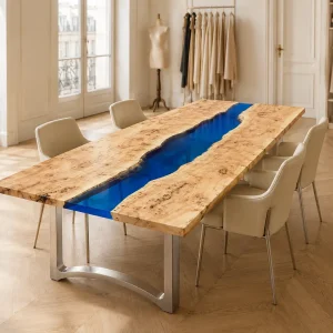 Luxury Dining Table crafted from and Blue epoxy resin SKU B004