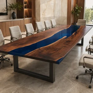 Made-to-order Dining Table in and Blue epoxy resin model B006