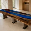 Handcrafted Dining Table with and Blue epoxy resin SKU B012