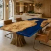 Made-to-order Dining Table in and Blue epoxy resin model B013
