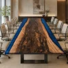 Premium custom Dining Table with Blue epoxy resin SKU B014