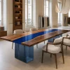 Designer Dining Table made with and Blue epoxy resin reference B015