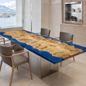 Bespoke Dining Table featuring Blue epoxy resin product B016