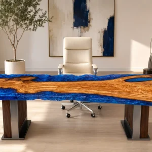 Premium Office Table featuring Blue epoxy resin product B020