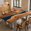 Premium custom Dining Table with Blue epoxy resin SKU B021