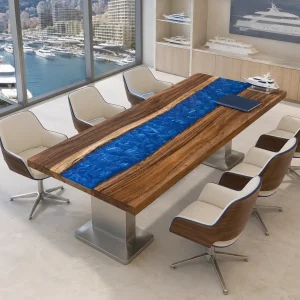 Made-to-order Dining Table in and Blue epoxy resin model B022