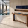 Custom Black Walnut Live Edge Epoxy Console Tables with Blue Epoxy BCS004