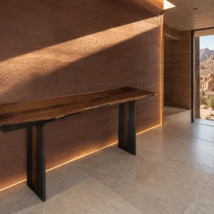 Custom Black Walnut Live Edge Epoxy Console Tables with Black Epoxy BCS007