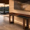 Custom Black Walnut Live Edge Epoxy Console Tables with Black Epoxy BCS013