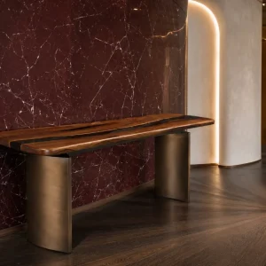 Custom Black Walnut Live Edge Epoxy Console Tables with Black Epoxy BCS014