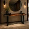 Custom Black Walnut Live Edge Epoxy Console Tables with Black Epoxy BCS015