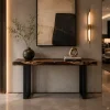 Custom Black Walnut Live Edge Epoxy Console Tables with Black Epoxy BCS016