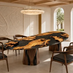 Custom Burl Wood Grey Live Edge Table Conference Tables BCT003