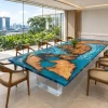 Custom Burl Wood Ocean Blue Ocean and Beach Conference Tables BCT005
