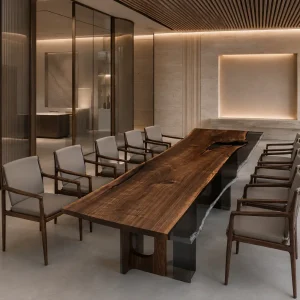 Custom Black Walnut Black Live Edge Table Conference Tables BCT006