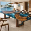 Custom Burl Wood Ocean Blue Ocean and Beach Conference Tables BCT006