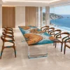 Custom Burl Wood Ocean Blue Ocean and Beach Conference Tables BCT007
