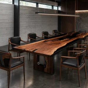 Custom Black Walnut Black Live Edge Table Conference Tables BCT008