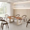 Custom Burl Wood Crystal Clear Live Edge Table Conference Tables BCT010