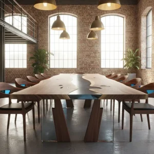 Custom Black Walnut Grey Live Edge Table Conference Tables BCT012