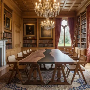 Custom Black Walnut Grey Live Edge Table Conference Tables BCT016