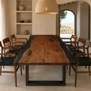 Custom Black Walnut Black Live Edge Dining Table BDT004