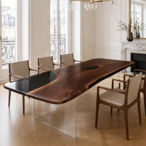 Custom Black Walnut Black Live Edge Dining Table BDT006