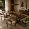Custom Black Walnut Black Blue Epoxy Dining Table BDT008