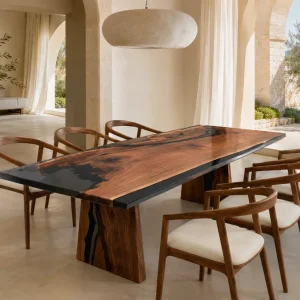 Custom Black Walnut Black Live Edge Dining Table BDT010