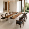 Custom Black Walnut Crystal Clear Live Edge Dining Table BDT011