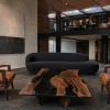 Custom Black Walnut River Epoxy Coffee Tables with Black Epoxy BECT005
