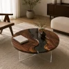 Custom Black Walnut River Epoxy Coffee Tables with Grey Epoxy BECT008