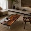 Custom Black Walnut Live Edge Epoxy Coffee Tables with Grey Epoxy BECT009
