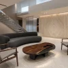 Custom Black Walnut Live Edge Epoxy Coffee Tables with Black Epoxy BECT012
