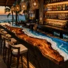 Custom Live Edge Bar Top with Blue epoxy