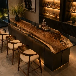 Custom Live Edge Bar Top with Black epoxy