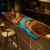 Custom Live Edge Bar Top with Blue epoxy