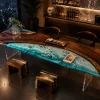 Custom Live Edge Bar Top with Blue epoxy