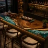 Custom Live Edge Bar Top with Blue epoxy