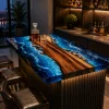 Custom Live Edge Bar Top with Blue epoxy