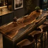 Custom Live Edge Bar Top with Crystal Clear epoxy