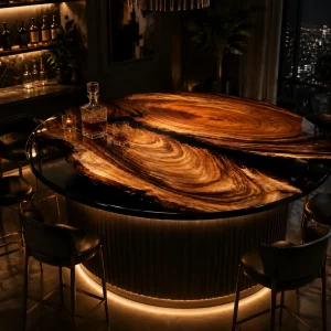 Custom Live Edge Bar Top with Black epoxy