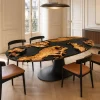 Custom Burl Wood Black Live Edge Dining Table BTD001