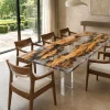 Custom Burl Wood Crystal Clear Organic Live Edge Dining Table BTD003